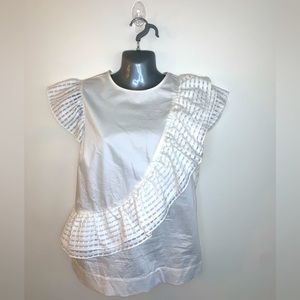 Ted Baker Linda double Ruffle Top white